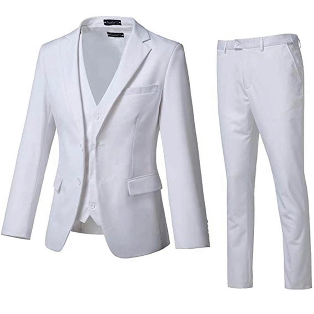 Men Suit Set Regular Fit, White, Size 3X-Large